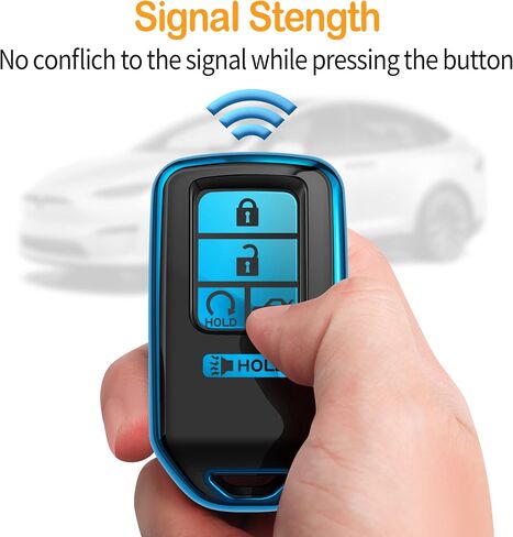 Sindeda لغطاء Honda Key fob مع سلسلة مفاتيح جلدية، حماية كاملة من مادة TPU الناعمة، حافظة مفاتيح متوافقة مع Honda Accord Civic CRV Pilot Odyssey Passport Smart Remote Key، Key Fob Shell أحمر in Kuwait