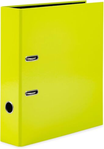 HERMA 20063 Folder A4 Neon Yellow, 7 cm Wide, Cardboard Folder in Bright Neon Colour for School and Office, Sturdy Children's Ring Binder Made of Cardboard for Boys and Girls in Kuwait