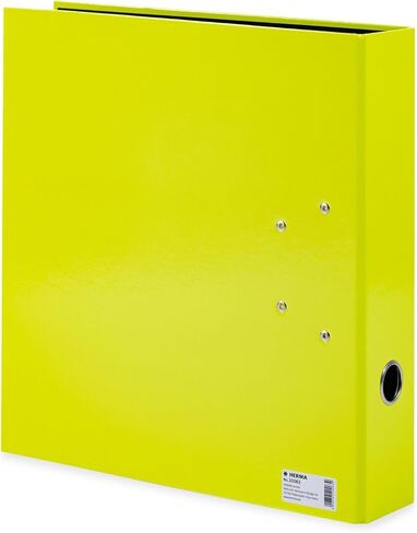 HERMA 20063 Folder A4 Neon Yellow, 7 cm Wide, Cardboard Folder in Bright Neon Colour for School and Office, Sturdy Children's Ring Binder Made of Cardboard for Boys and Girls in Kuwait