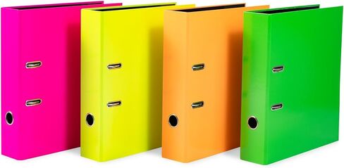 HERMA 20063 Folder A4 Neon Yellow, 7 cm Wide, Cardboard Folder in Bright Neon Colour for School and Office, Sturdy Children's Ring Binder Made of Cardboard for Boys and Girls in Kuwait