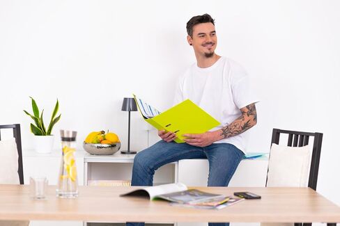 HERMA 20063 Folder A4 Neon Yellow, 7 cm Wide, Cardboard Folder in Bright Neon Colour for School and Office, Sturdy Children's Ring Binder Made of Cardboard for Boys and Girls in Kuwait