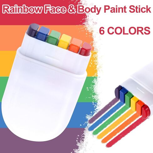 2 Rainbow Face Paint Sticks, Festival Makeup for Face, Body, Women, Men in Saudi Arabia