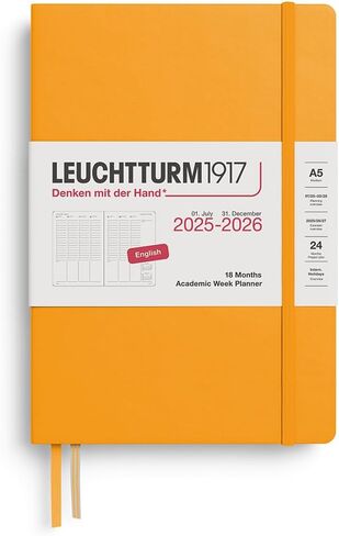 Leuchtturm1917 - أسبوع أكاديمي مخطط Hardcover Medium (A5) ، 18 شهرًا ، يوليو 2025 - ديسمبر 2026 ، اللغة الإنجليزية ، الأسود in Saudi Arabia