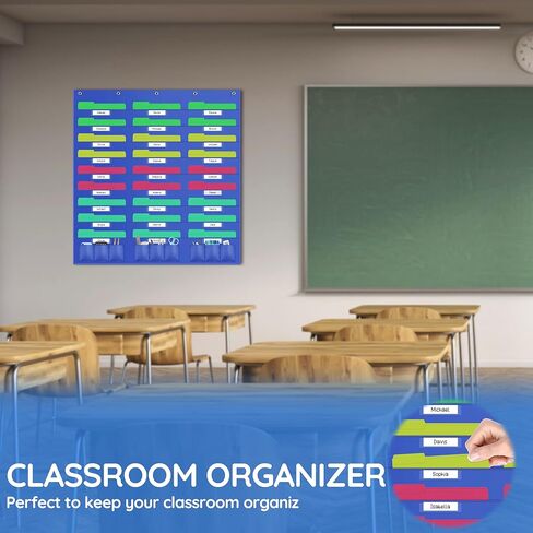 ZKOO 30 Pockets Hanging Wall File Organizer, Heavy Duty Wall Pocket File Holder for A4 Size Paper/Legal/ Letter Size Document, for Classroom, Office, Home Use with 5 Hangers, 30 Tags Pocket in Kuwait