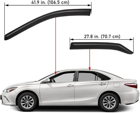 Lightronic WV194629 in-Channel Side Window Deflectors & Visors Vent Rain Guards, Dark Smoke, 4-Pieces Set, Fits 2015-2017 Toyota Camry in Saudi Arabia