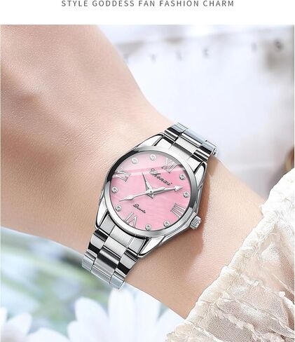 ساعة Gosasa النسائية الكلاسيكية الأنيقة كاجوال للعمل كوارتز ساعة ستانلس ستيل مقاومة للماء فستان مضيء ساعات فضية in Kuwait