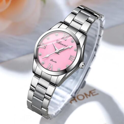 ساعة Gosasa النسائية الكلاسيكية الأنيقة كاجوال للعمل كوارتز ساعة ستانلس ستيل مقاومة للماء فستان مضيء ساعات فضية in Kuwait