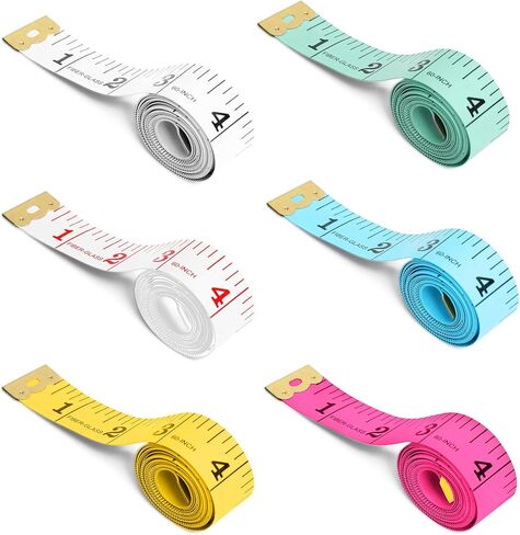 6 Packs Soft Measuring Tape for Body Measurements, Wider Dual Scale 60 Inch Tape Measure Body Measuring Tape for Fabric Cloth Sewing Waist Tailor Craft Weight Loss, Yellow in Kuwait