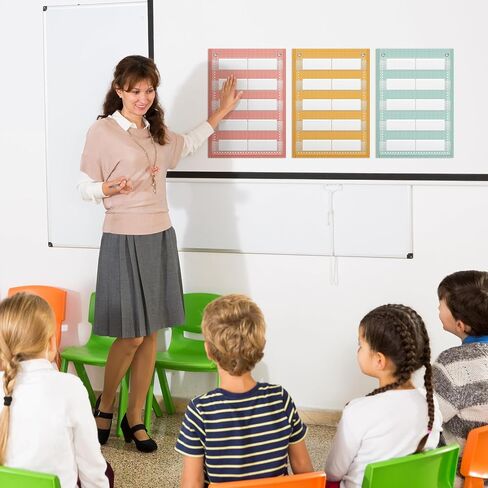 Gueevin 6 Set Magnetic Pocket Chart with 5 Clear Pockets and 30 Dry Erase Cards Painted Classroom Schedule Pocket Chart for Whiteboard, Refrigerator, Class Demonstrations(Light Color) in Saudi Arabia