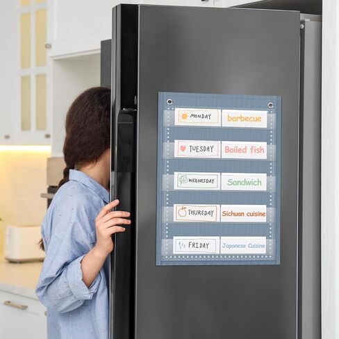 Gueevin 6 Set Magnetic Pocket Chart with 5 Clear Pockets and 30 Dry Erase Cards Painted Classroom Schedule Pocket Chart for Whiteboard, Refrigerator, Class Demonstrations(Light Color) in Saudi Arabia