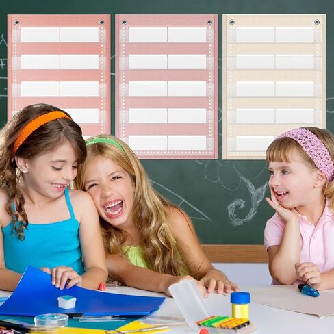 Gueevin 6 Set Magnetic Pocket Chart with 5 Clear Pockets and 30 Dry Erase Cards Painted Classroom Schedule Pocket Chart for Whiteboard, Refrigerator, Class Demonstrations(Light Color) in Saudi Arabia