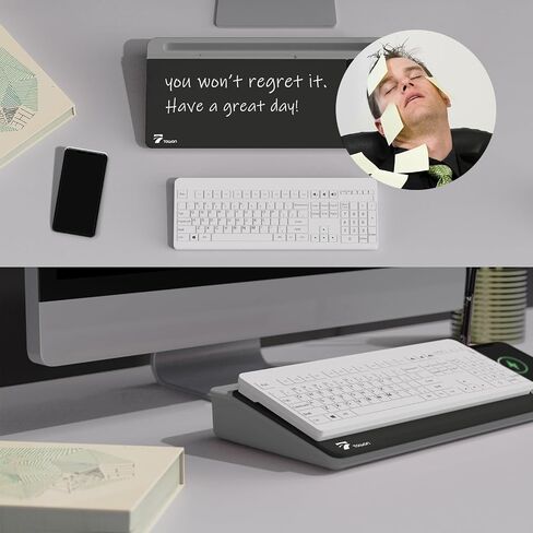 TOWON Black Desk Dry Erase Board with Charger Pad, Small Glass Desktop Whiteboard, Desktop whiteboard - Glass Dry Erase White Board- Desk Computer Buddy for Home Office Supply, 17 x 6 Inches in Saudi Arabia