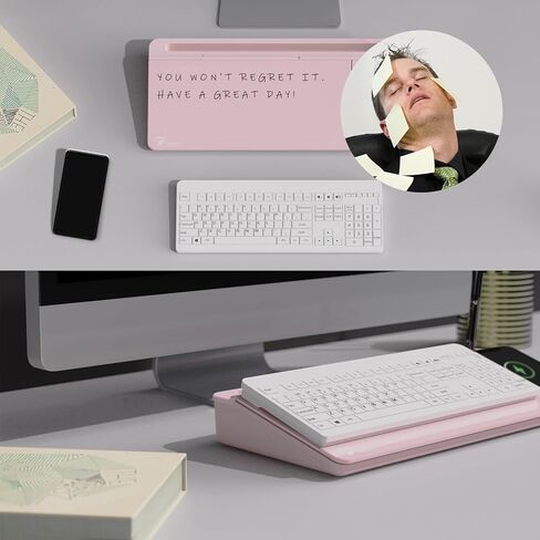 TOWON Black Desk Dry Erase Board with Charger Pad, Small Glass Desktop Whiteboard, Desktop whiteboard - Glass Dry Erase White Board- Desk Computer Buddy for Home Office Supply, 17 x 6 Inches in Kuwait