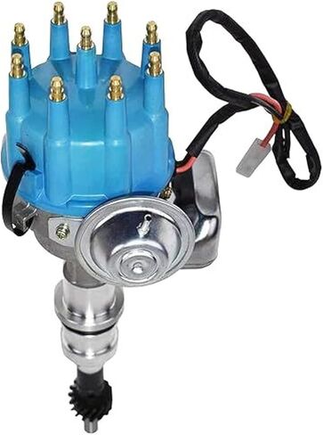 الموزع الكامل R2R من A-Team Performance - تشغيل 2 لسلسلة Ford Windsor V8 221، 260، 289، 302 - قطع إشعال بديلة للسيارات، تركيب بسلكين مع غطاء أزرق in Kuwait