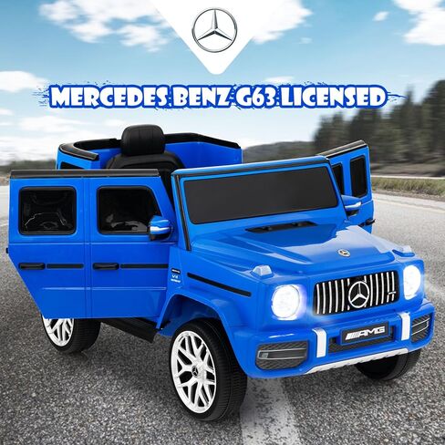 OLAKIDS 12V Kids Ride On Car, Licensed Mercedes Benz G63 Electric Vehicle with Remote Control, Double Open Doors, Music, Bluetooth, 2 Speeds, Wheels Suspension, Battery Powered Driving Toy (White) in Kuwait