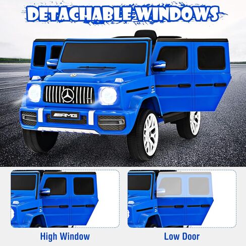 OLAKIDS 12V Kids Ride On Car, Licensed Mercedes Benz G63 Electric Vehicle with Remote Control, Double Open Doors, Music, Bluetooth, 2 Speeds, Wheels Suspension, Battery Powered Driving Toy (White) in Kuwait