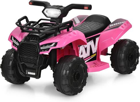HONEY JOY Kids ATV, 4 Wheeler Battery Powered Toddler Quad with Front Storage Basket, Horn, Music, LED Lights, Footrest, Electric Car for Kids, 6V Ride On Toys for Boys Girls(Pink) in Saudi Arabia