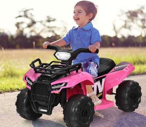HONEY JOY Kids ATV, 4 Wheeler Battery Powered Toddler Quad with Front Storage Basket, Horn, Music, LED Lights, Footrest, Electric Car for Kids, 6V Ride On Toys for Boys Girls(Pink) in Saudi Arabia