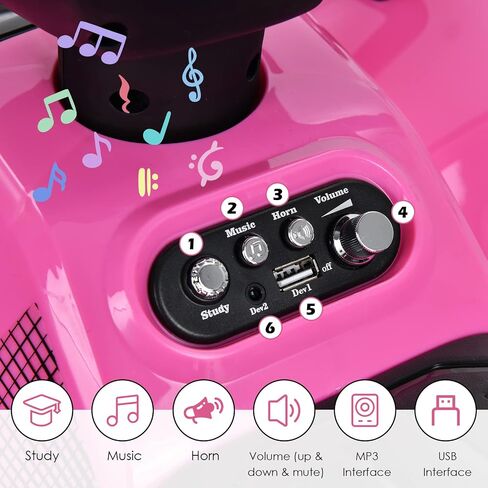 HONEY JOY Kids ATV, 4 Wheeler Battery Powered Toddler Quad with Front Storage Basket, Horn, Music, LED Lights, Footrest, Electric Car for Kids, 6V Ride On Toys for Boys Girls(Pink) in Saudi Arabia