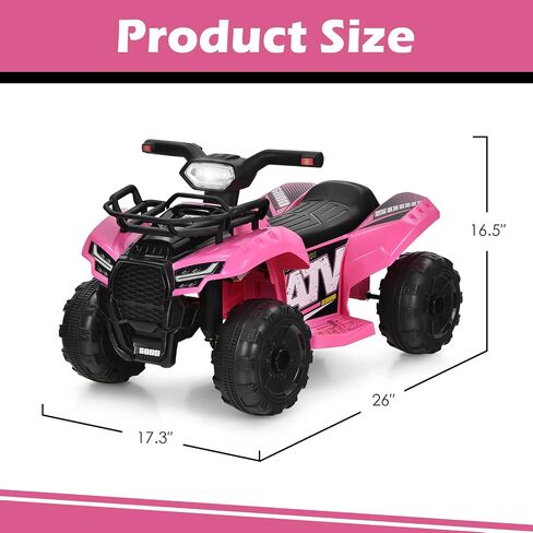 HONEY JOY Kids ATV, 4 Wheeler Battery Powered Toddler Quad with Front Storage Basket, Horn, Music, LED Lights, Footrest, Electric Car for Kids, 6V Ride On Toys for Boys Girls(Pink) in Saudi Arabia