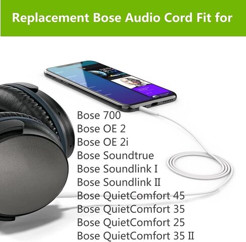 Saipomor Replacement Audio Cords Compatible with Bose 700, OE2, OE2i, QC25, QC35, QC35 II, QC45, SoundLink & SoundLink II Headphones – 2.5mm to 3.5mm Jack, Black in Saudi Arabia