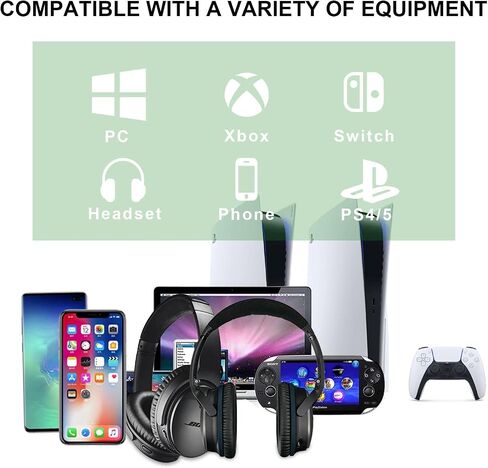 Saipomor Replacement Audio Cords Compatible with Bose 700, OE2, OE2i, QC25, QC35, QC35 II, QC45, SoundLink & SoundLink II Headphones – 2.5mm to 3.5mm Jack, Black in Saudi Arabia