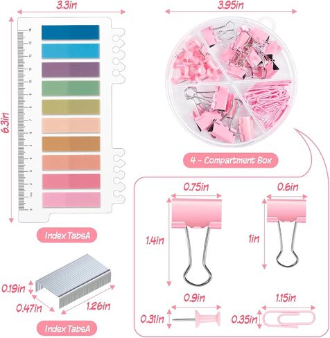 10 in 1 Pink Office Supplies,Pink Desk Accessories for Wome,Office Supplies Set with Stapler and Tape Dispenser,Scissors,Staple Remover,Staples,Clips & Labels,Gift for Student or Colleague in Saudi Arabia