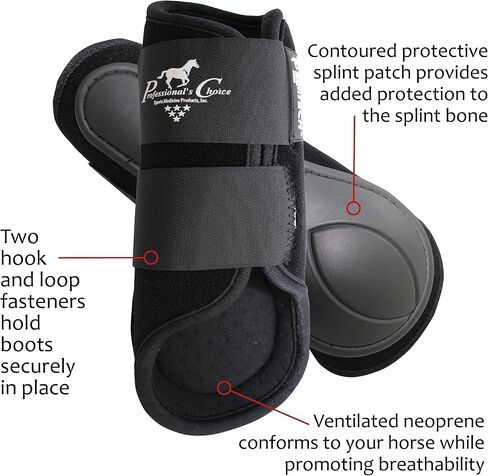 Professional's Choice Equine Ventech Splint Boot | Hook & Loop Closure | Sold in Pairs | Black in Saudi Arabia