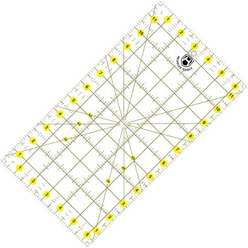 Headley Tools Quilting Ruler, Sewing Ruler (6.5"x 12"), Acrylic Quilters Ruler with Double Colored Grid Marking Lines for Easy Precision Cutting, Quilting, Crafting, and Fabric Measurement, Blue in Kuwait