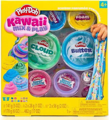 Play-Doh Kawaii Mix & Play Scented Compounds – Cloud, Butter, Foam, Super Stretch, Sensory Dough, Kit, Gifts for Kids, Sensory Toys, Party Favors for Kids 8-12, Playdoh Compound Packs in Saudi Arabia