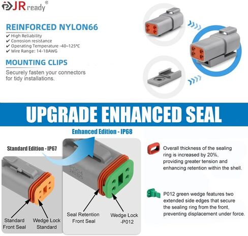 JRready 604PCS DT Deutsch Connector Kit, 2 3 4 6 8 12 Pin Gray DT Connectors, Size 16 Stamped Formed Contacts(14-18AWG)/ DT Connector Removal Tool, ST6315 Deutsch pin Connector kit. in Saudi Arabia