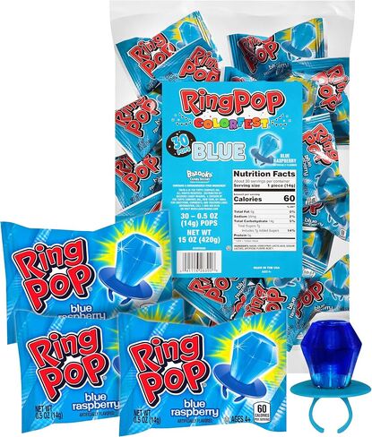 Ring Pop Purple Candy Lollipops, 30Ct Bulk Individually Wrapped in Very Berry Punch Flavor, Full Size, Fun Hard Candy For Birthday, Party Favors, Bachelorette Parties & Kids Gifts in Saudi Arabia