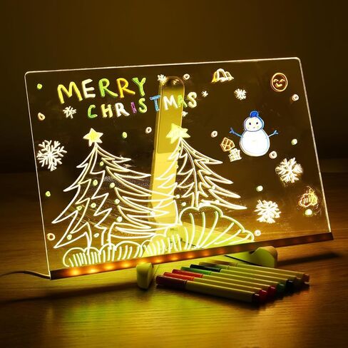 Led Note Board with Colors, Light Up Acrylic Message Board, Glowing Acrylic Dry Erase Board with Light, Led Boards to Write On, Led Writing Board Led Drawing Board (Large/11.8 * 7.9 inches) in Saudi Arabia