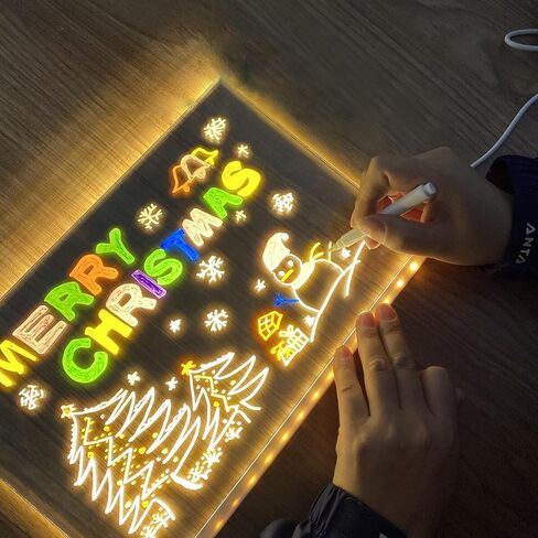 Led Note Board with Colors, Light Up Acrylic Message Board, Glowing Acrylic Dry Erase Board with Light, Led Boards to Write On, Led Writing Board Led Drawing Board (Large/11.8 * 7.9 inches) in Saudi Arabia
