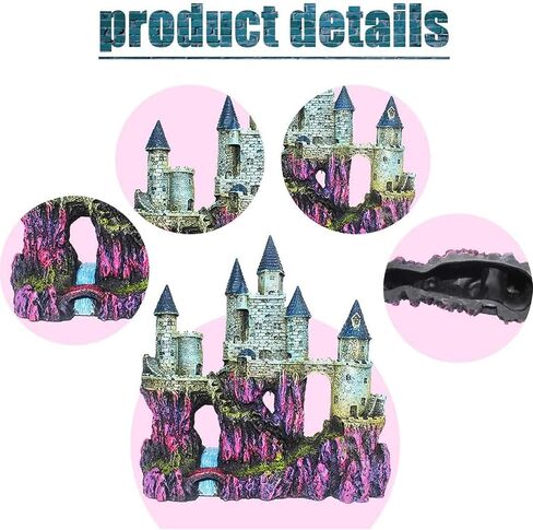 Aquarium Castle Decor, Resin Castle for Fish Tank with Randomly Color Plants Decorations Accessories for Freshwater and Saltwater Fish Tanks in Kuwait