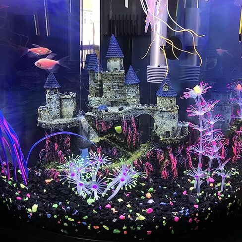 Aquarium Castle Decor, Resin Castle for Fish Tank with Randomly Color Plants Decorations Accessories for Freshwater and Saltwater Fish Tanks in Kuwait