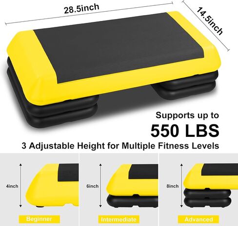 HooKung Adjustable Aerobic Stepper Workout Step with 4 Risers Fitness & Exercise Platform Trainer in Saudi Arabia