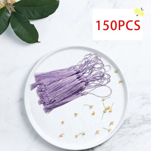 150 PCS شرابات مصغرة يدويًا ، 13 سم/5 بوصة شرابات إشارة مرجعية للحرف اليدوية DIY (Light Purple) in Kuwait