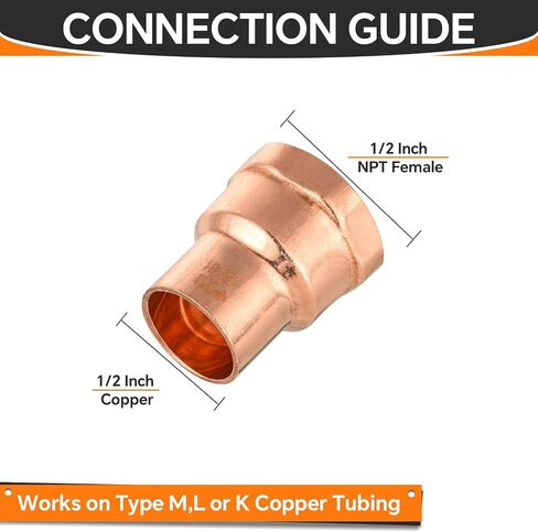5-Pack Copper Fittings, 1-Inch Copper Female Adapter, C x FNPT with Sweat Solder Connection in Saudi Arabia