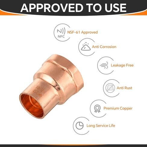 5-Pack Copper Fittings, 1-Inch Copper Female Adapter, C x FNPT with Sweat Solder Connection in Saudi Arabia