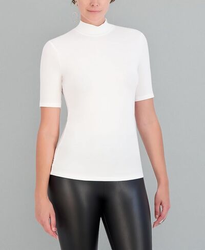 BCBGMAXAZRIA Women's Mock Neck Short Sleeve Pullover Knit Top in Saudi Arabia