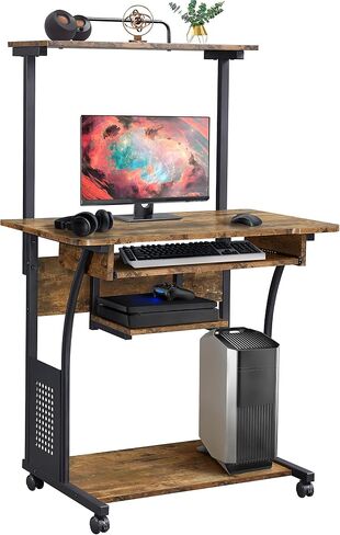 Topeakmart 3 Tier Computer Desk مع رف الطابعة وعلقة لوحة المفاتيح ، مكتب مكتب عمل مكتب العمل في المكتب Home Office. in Kuwait