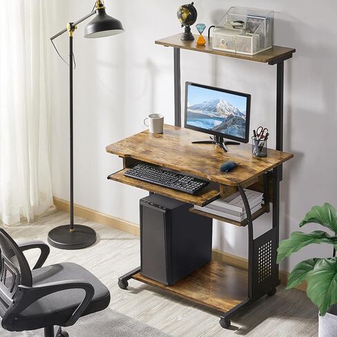 Topeakmart 3 Tier Computer Desk مع رف الطابعة وعلقة لوحة المفاتيح ، مكتب مكتب عمل مكتب العمل في المكتب Home Office. in Kuwait