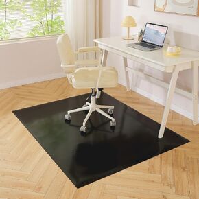 Black Chair Mat for Hardwood Floor, 48 x 72 Inch Large Office Chair Mat, Plastic Floor Protector, 4'×6' Area Rug for Living Room, Heavy Duty Wood Tile Floor Mats for Home Laundry Dining Area