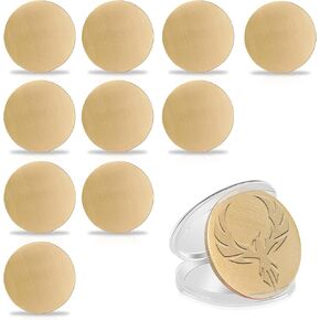10 Pieces Blank Challenge Coin Brass Laser Engraving Blanks 40mm Diameter Full Flat Surface Coin Blanks with Acrylic Protection Box Pattern for DIY Crafts Engraving(Thickness 3mm)