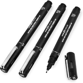 Uni Pin Fineliner Drawing Pen - Black Ink - 0.9mm Nib - Pack of 3