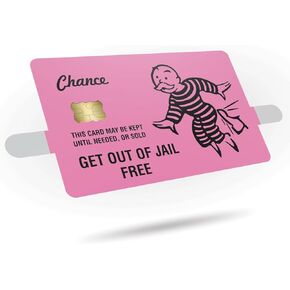 Get Out of Jail Free Credit Card Sticker 3-Pack - Debit Card Skin Cover Vinyl Decals - Protect & Personalize Credit/Debit Cards - Slim, Waterproof, Durable - Fits Chip (Pink)