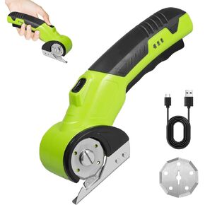 Cordless Electric Scissors – Avocado Green | Fabric Cutter, Small Box Cutter, Cardboard & Carpet Cutter | Rechargeable Rotary Cutter for Crafts, Quilting Supplies & DIY Projects