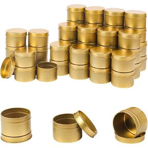 IHDYPPEW 48 Pack 4 oz Gold Tins with Lids, Candle Containers, Empty Candle Jars Bulk, Candle Jars for Making Candles, Candle Supplies for Party Favors, Spices, Jewelry, Cosmetics