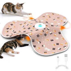 ‌‌Interactive Cat Toys for Indoor Cats‌ Adult‌ with Feather Tail Switchable Mouse Sounds, ‌Kitten Enrichment Toys‌ for Hunting Self Play, Automatic Rechargeable Quiet Game to Bored (Pink)